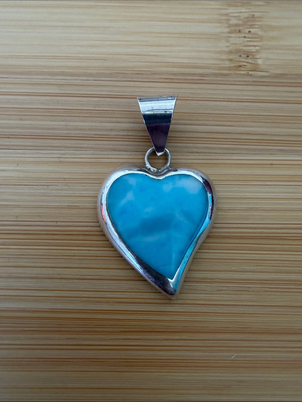 Larimar and Sterling Silver Heart Shaped Pendant